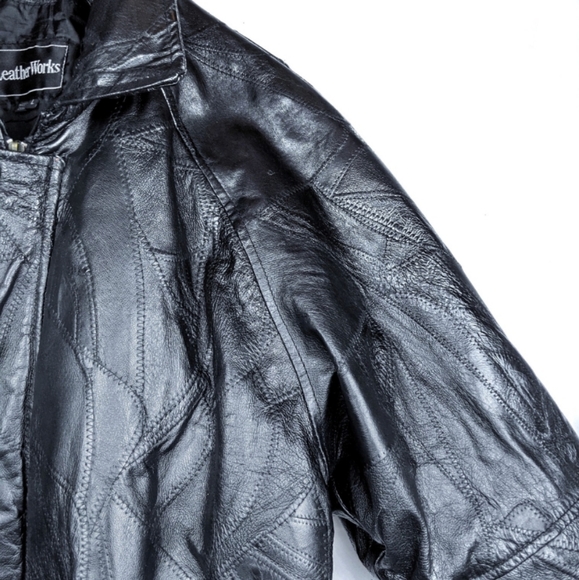 Vintage Patchwork Leather Bomber Jacket - Picture 5 of 10